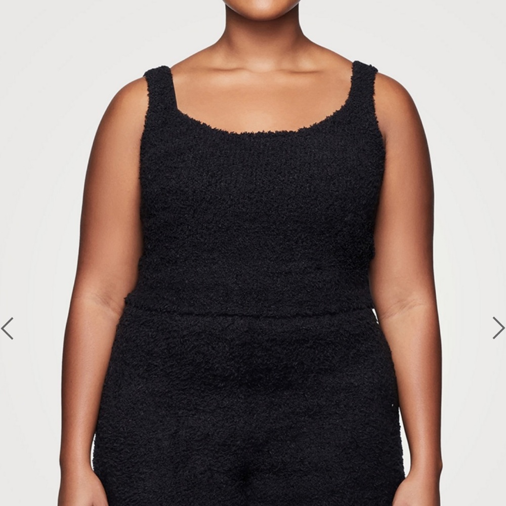 Skims Black Cozy Knit Tank